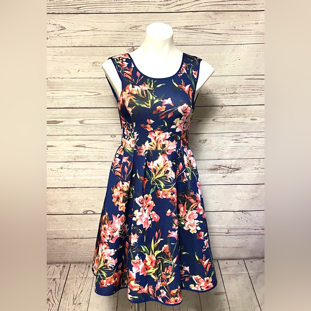 Gracia Floral Sleeveless Party Retro Dress Size Small